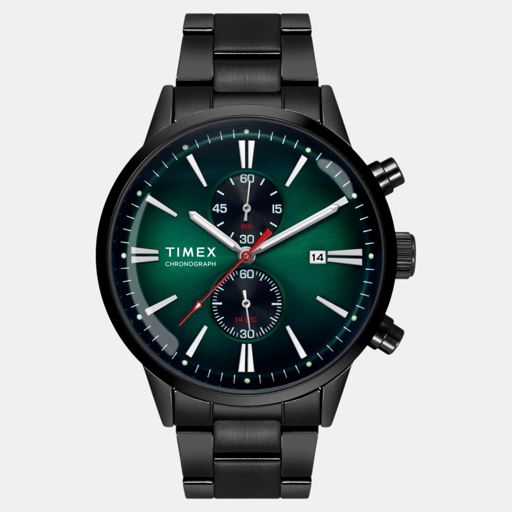 Timex Fashion Men Quartz Green Dial Chronograph Stainless Steel