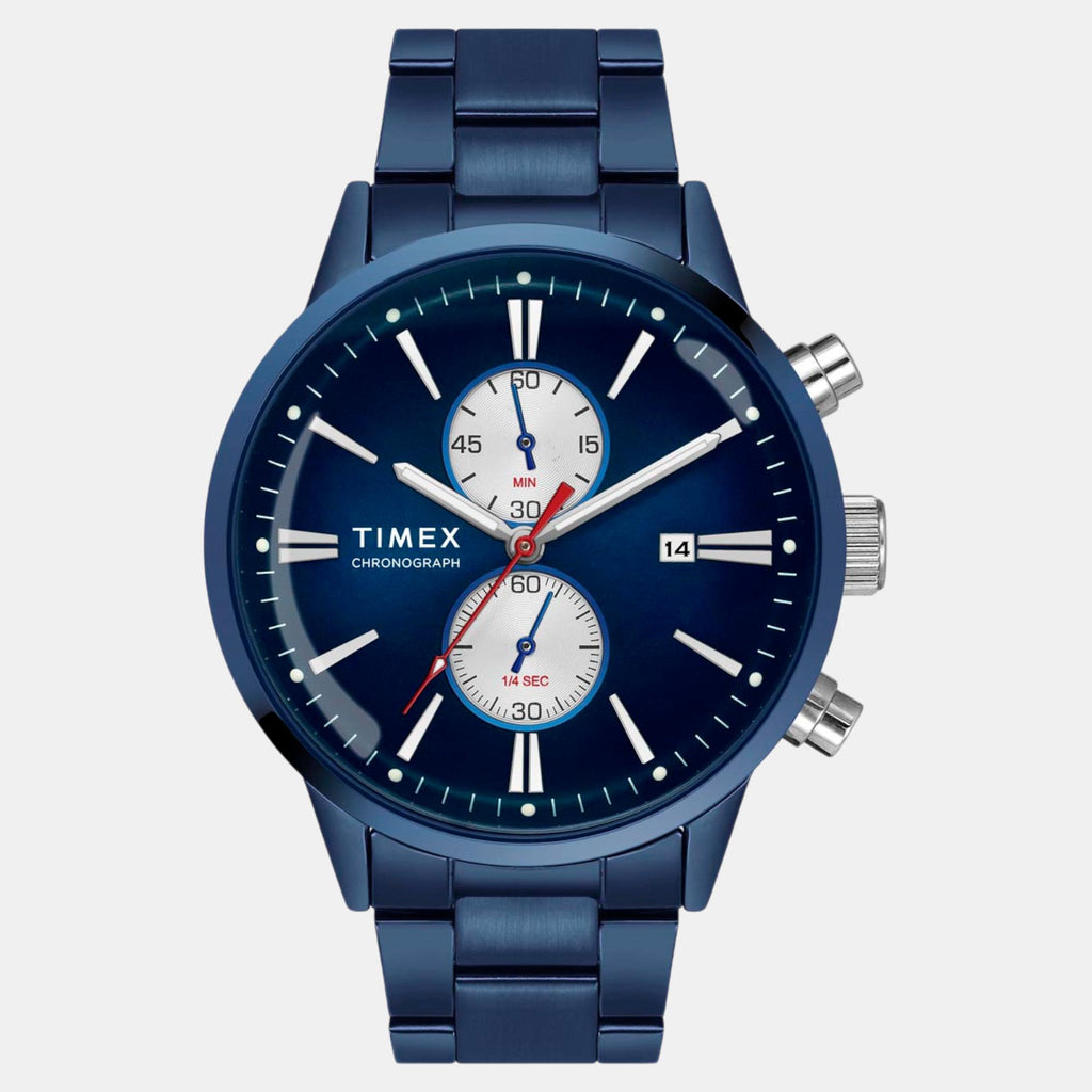 Fashion Men Quartz Blue Dial Chronograph Stainless Steel Watch TWEG19934