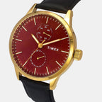Trendline Men Quartz Red Dial Multi-Function Leather Watch TWEG19938