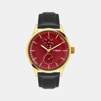 Fashion Men Quartz Red Dial Multi-Function Leather Watch TWEG19938