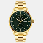 Fashion Men Quartz Green Dial Multi-Function Stainless Steel Watch TWEG19939
