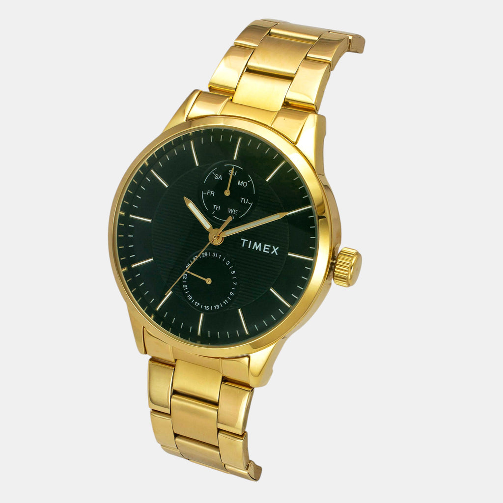 Fashion Men Quartz Green Dial Multi-Function Stainless Steel Watch TWEG19939