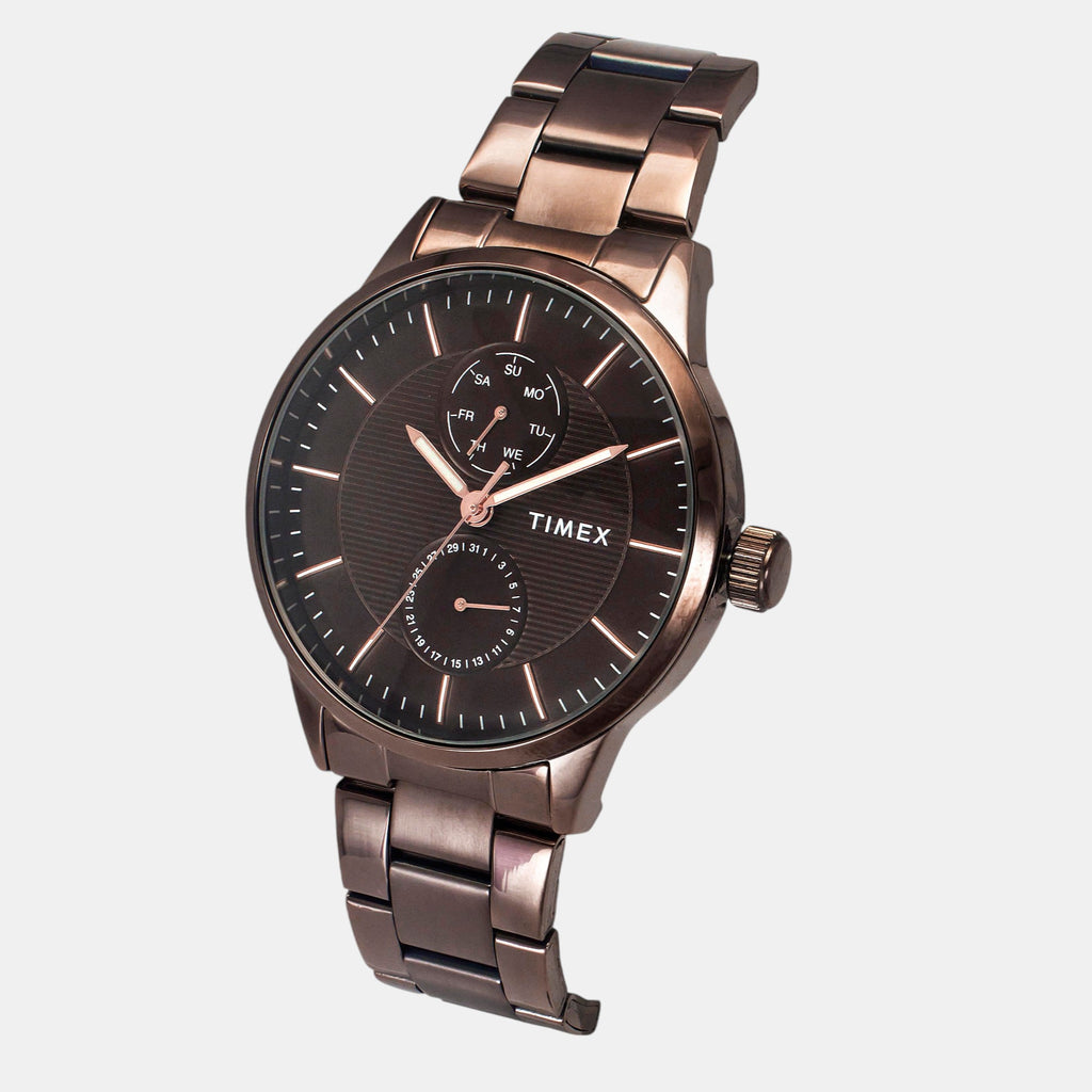 Fashion Men Quartz Brown Dial Multi-Function Stainless Steel Watch TWEG19941