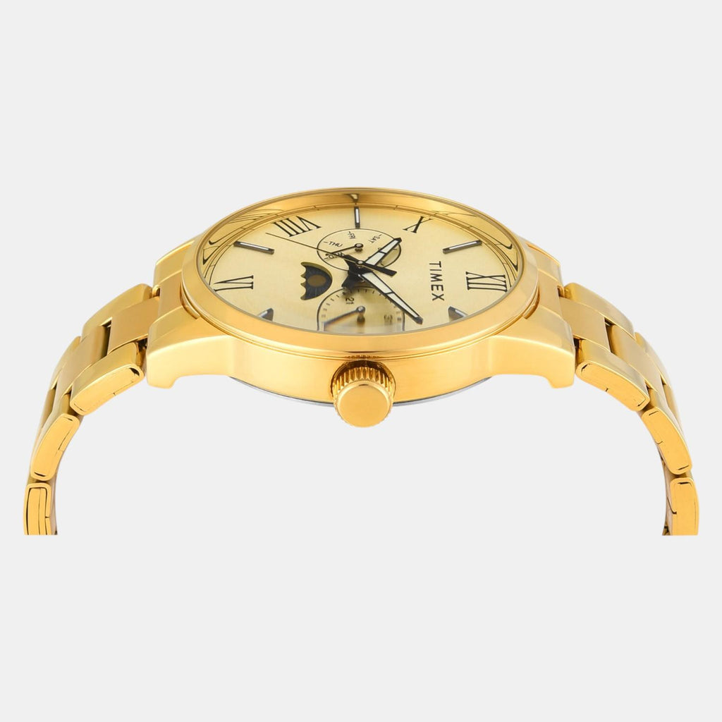 Fashion Men Quartz Champagne Dial Multi-Function Stainless Steel Watch TWEG19945