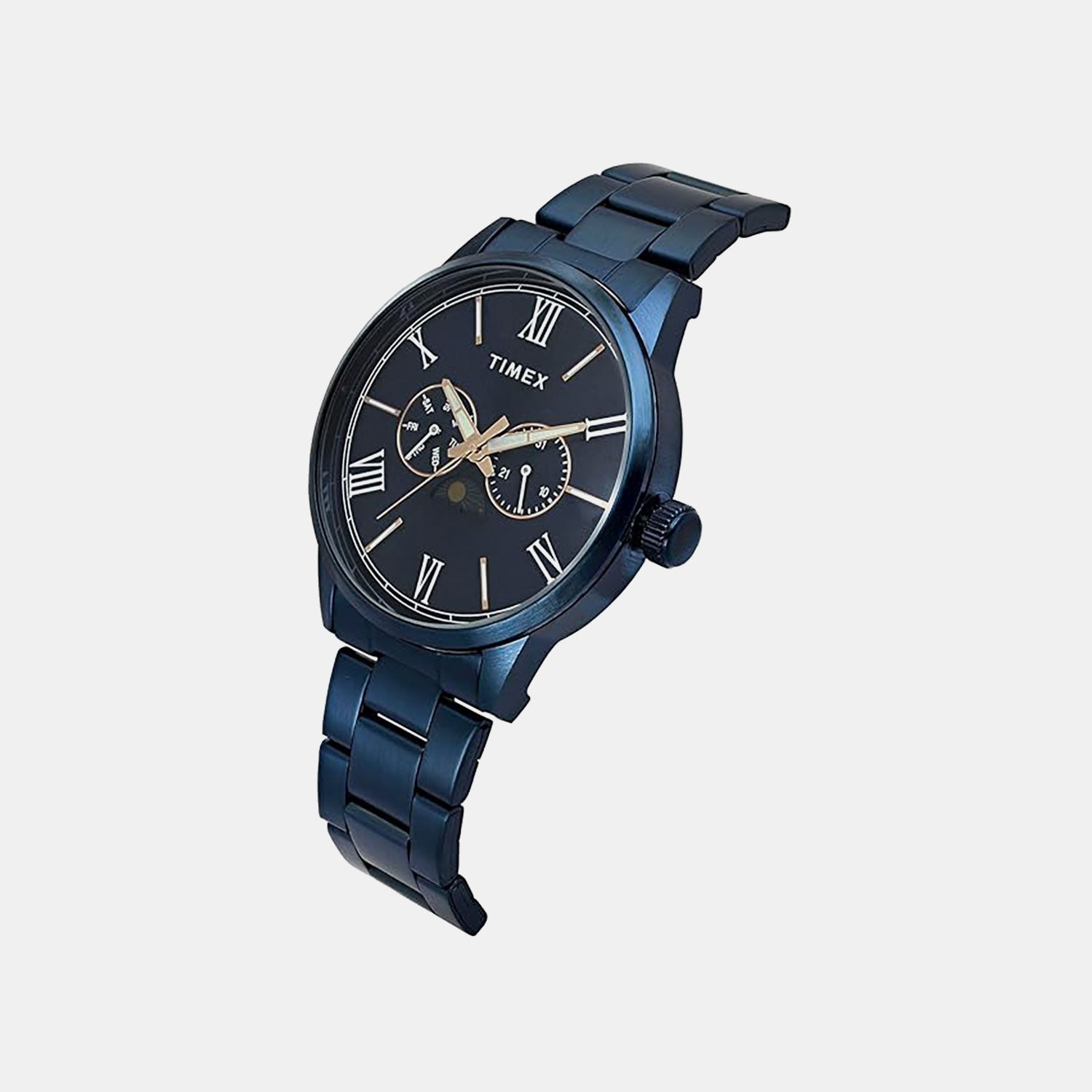 Fashion Men Quartz Blue Dial Multi-Function Stainless Steel Watch TWEG19946