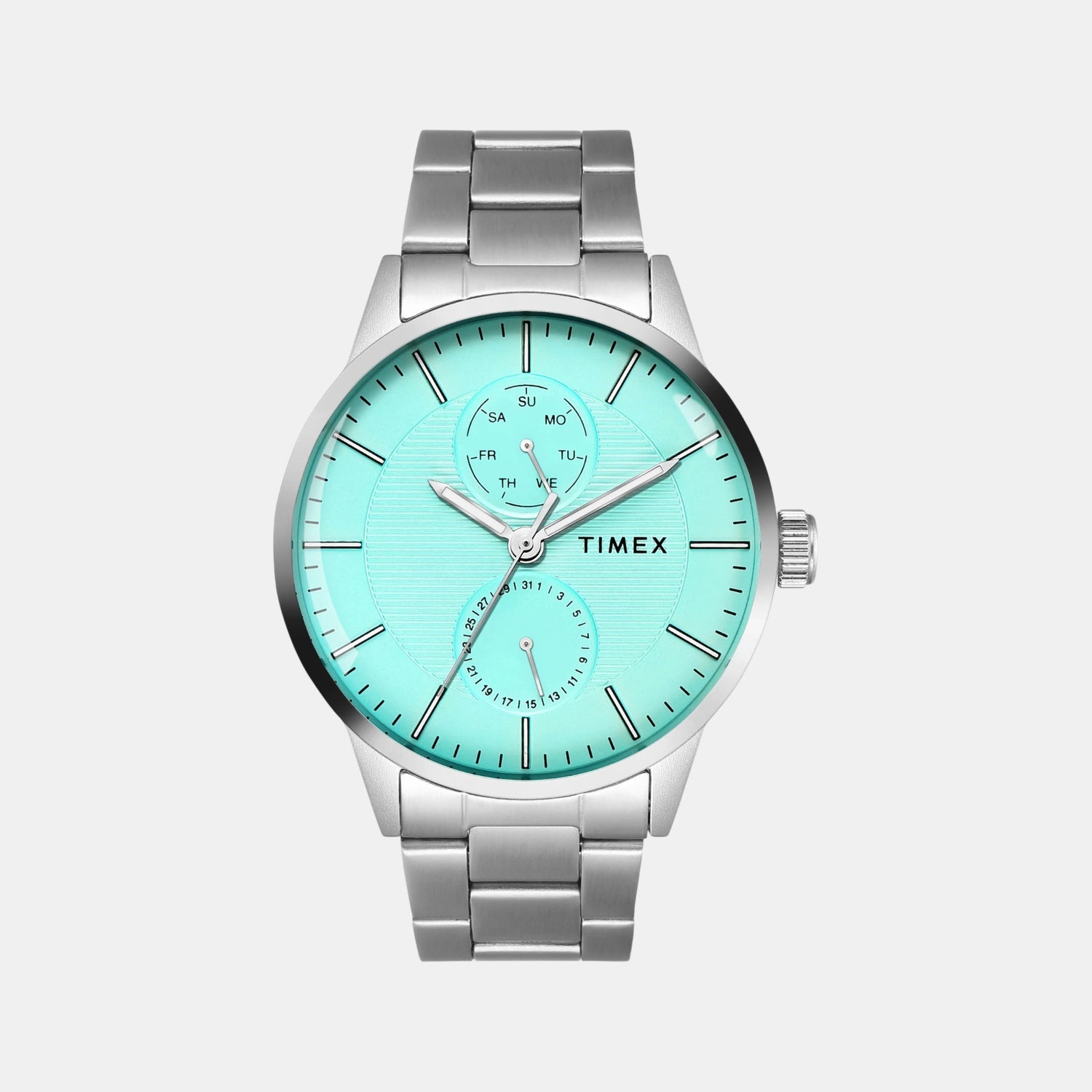 Fashion Men Quartz Tiffany Blue Dial Multi-Function Stainless Steel Watch TWEG19951