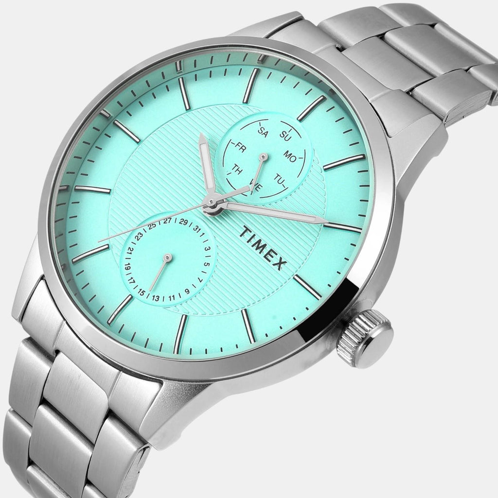 Fashion Men Quartz Tiffany Blue Dial Multi-Function Stainless Steel Watch TWEG19951