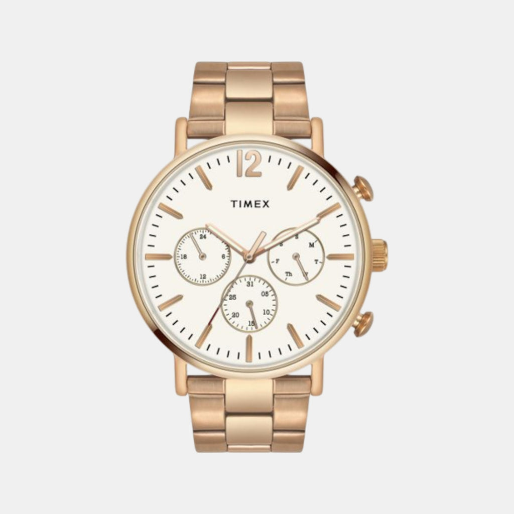 Fashion Men Quartz White Dial Chronograph Stainless Steel Watch TWEG20009