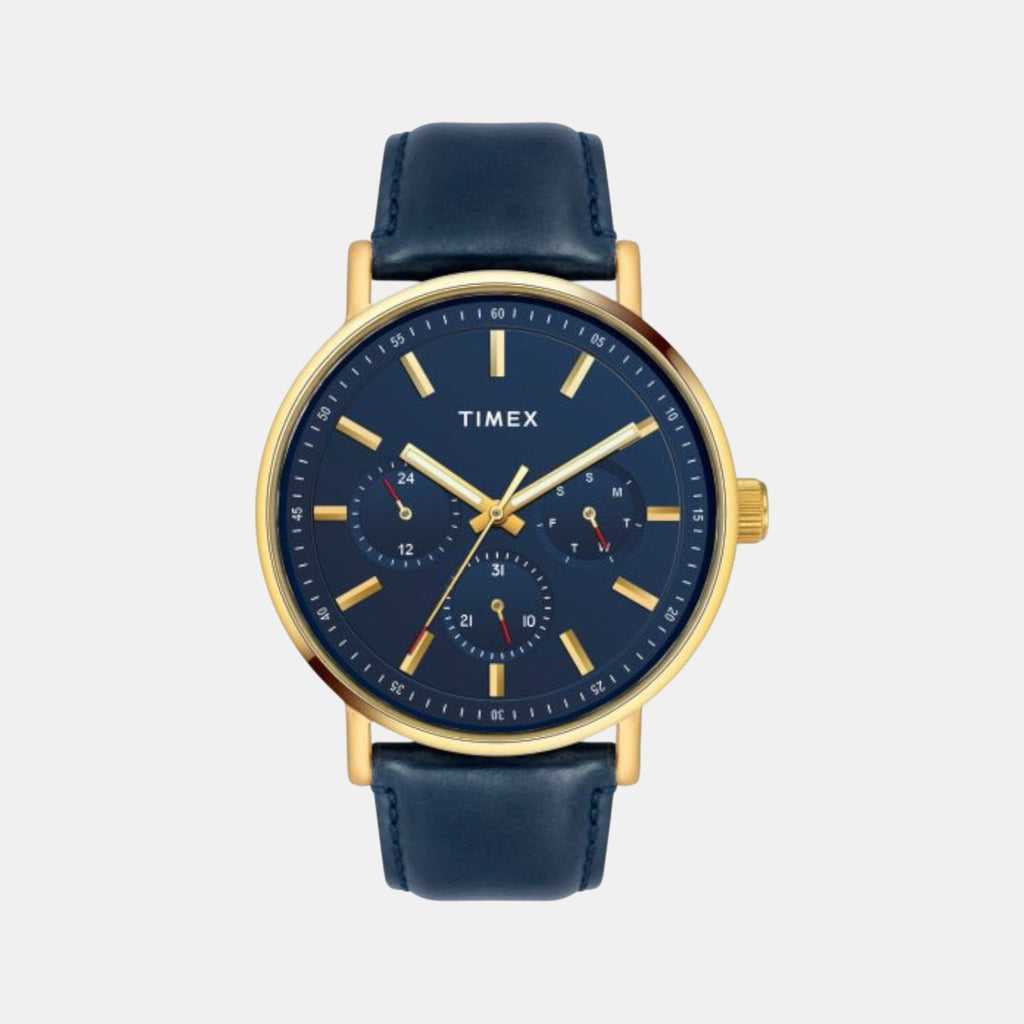 Fashion Men Quartz Blue Dial Chronograph Leather Watch TWEG20016