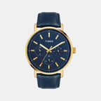 Fashion Men Quartz Blue Dial Chronograph Leather Watch TWEG20016