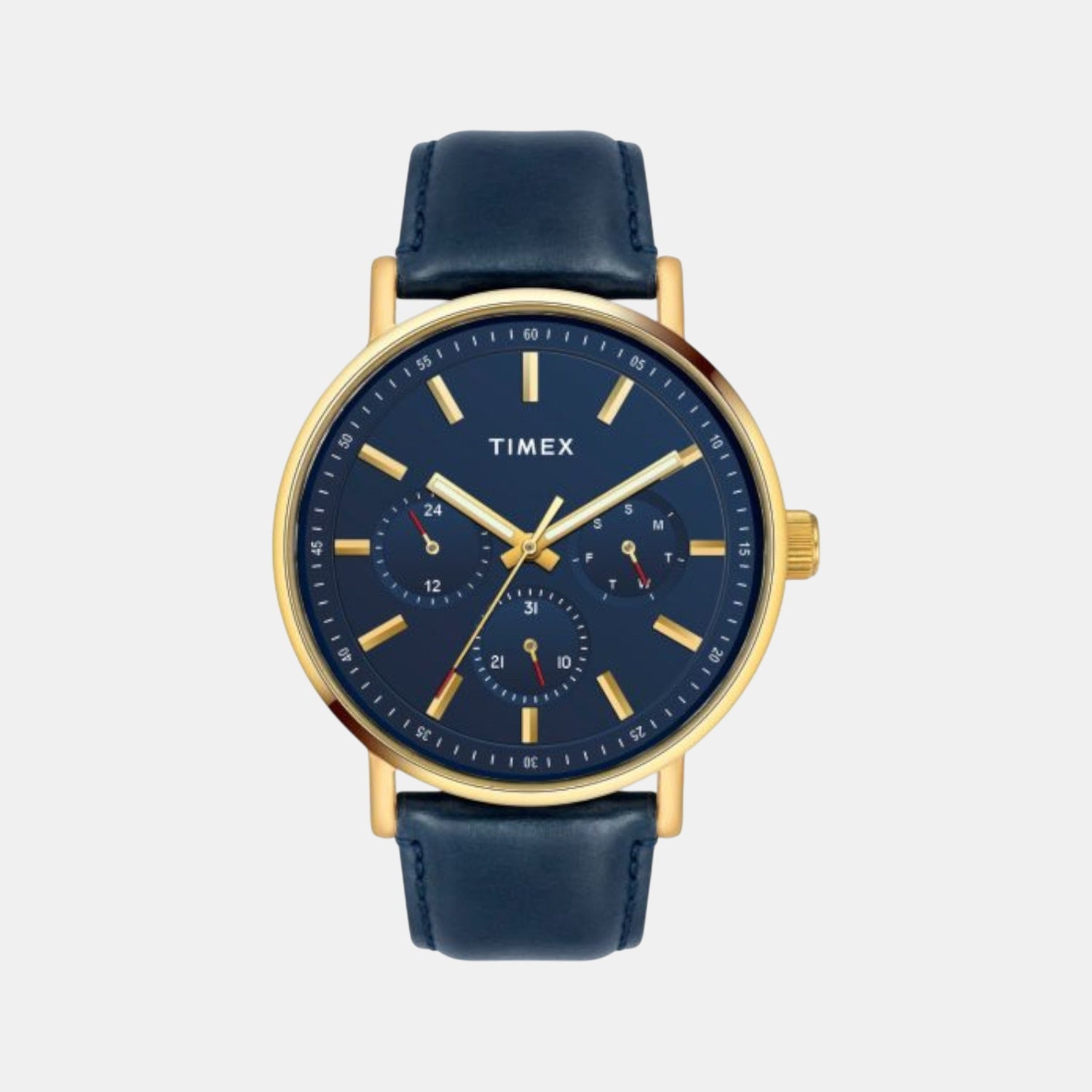 Fashion Men Quartz Blue Dial Chronograph Leather Watch TWEG20016