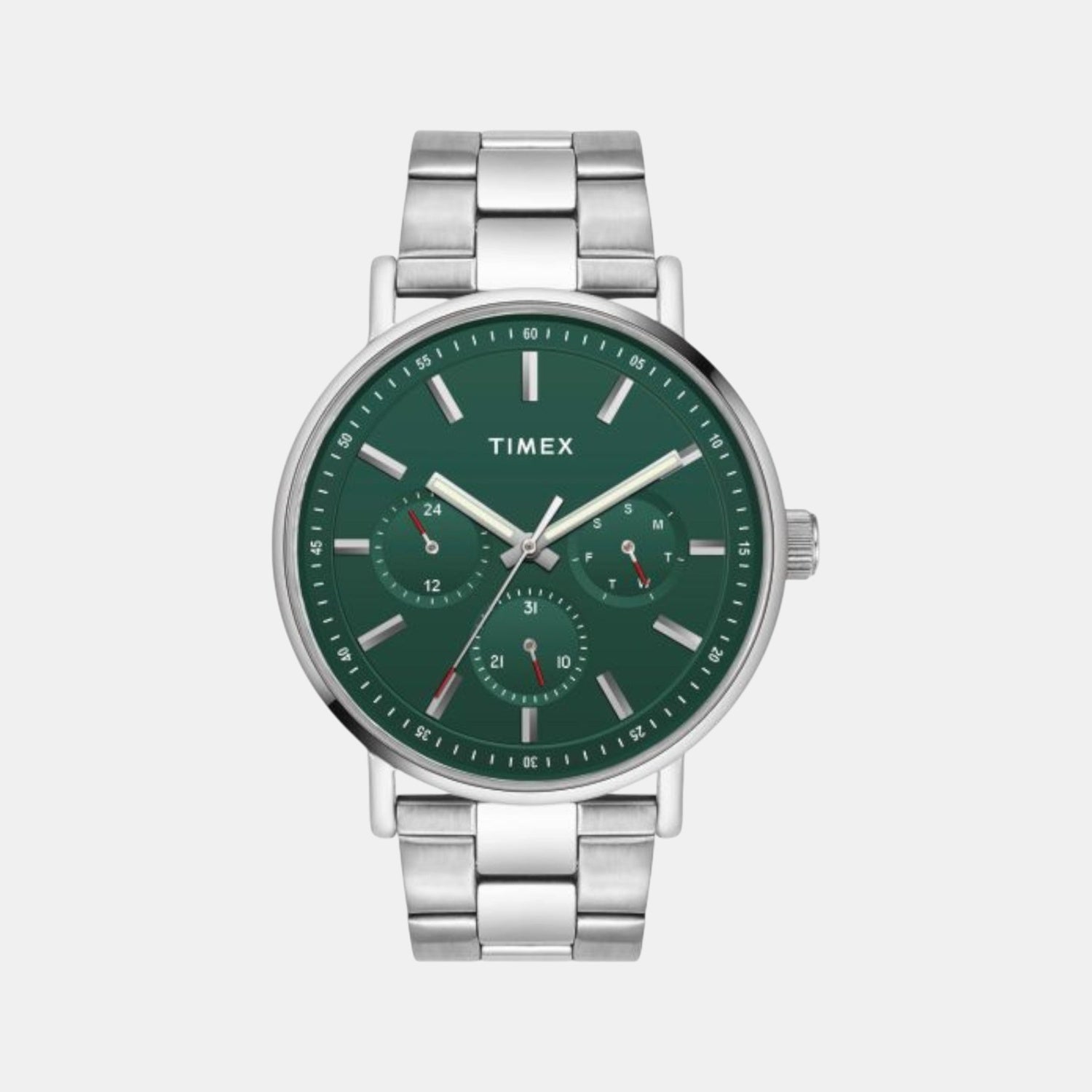Fashion Men Quartz Green Dial Chronograph Stainless Steel Watch TWEG20017