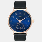 Fashion Men Quartz Blue Dial Analog Leather Watch TWEG20020