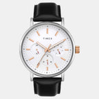 Fashion Men Quartz White Dial Multi-Function Leather Watch TWEG20021