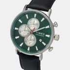Men Quartz Green Dial Multi-Function Leather Watch TWEG20023-EX