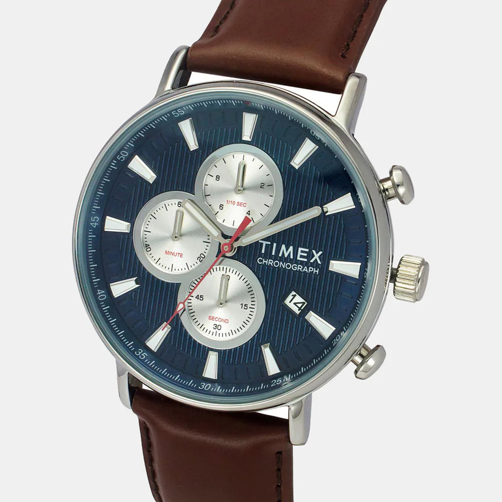Men Quartz Blue Dial Analog Leather Watch TWEG20024-EX