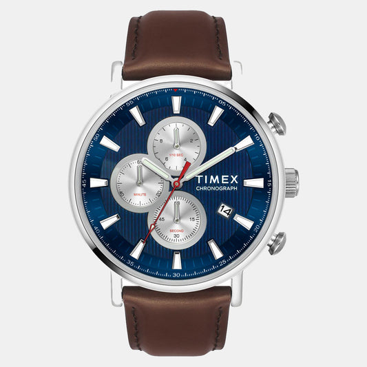 Men's Blue Round Chronograph Leather Watch TWEG20024-EX