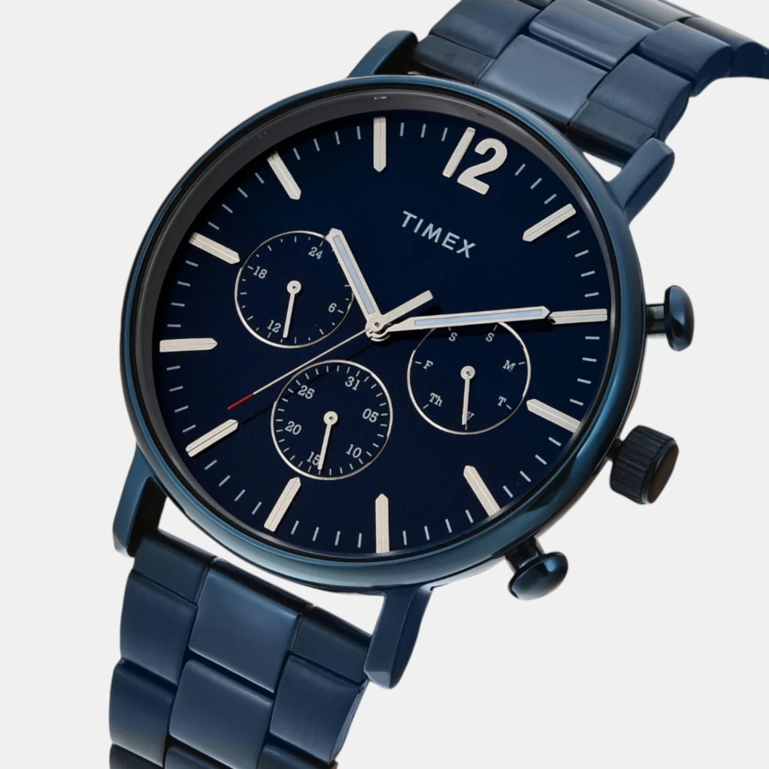 Fashion Men Quartz Blue Dial Multi-Function Stainless Steel Watch TWEG20028