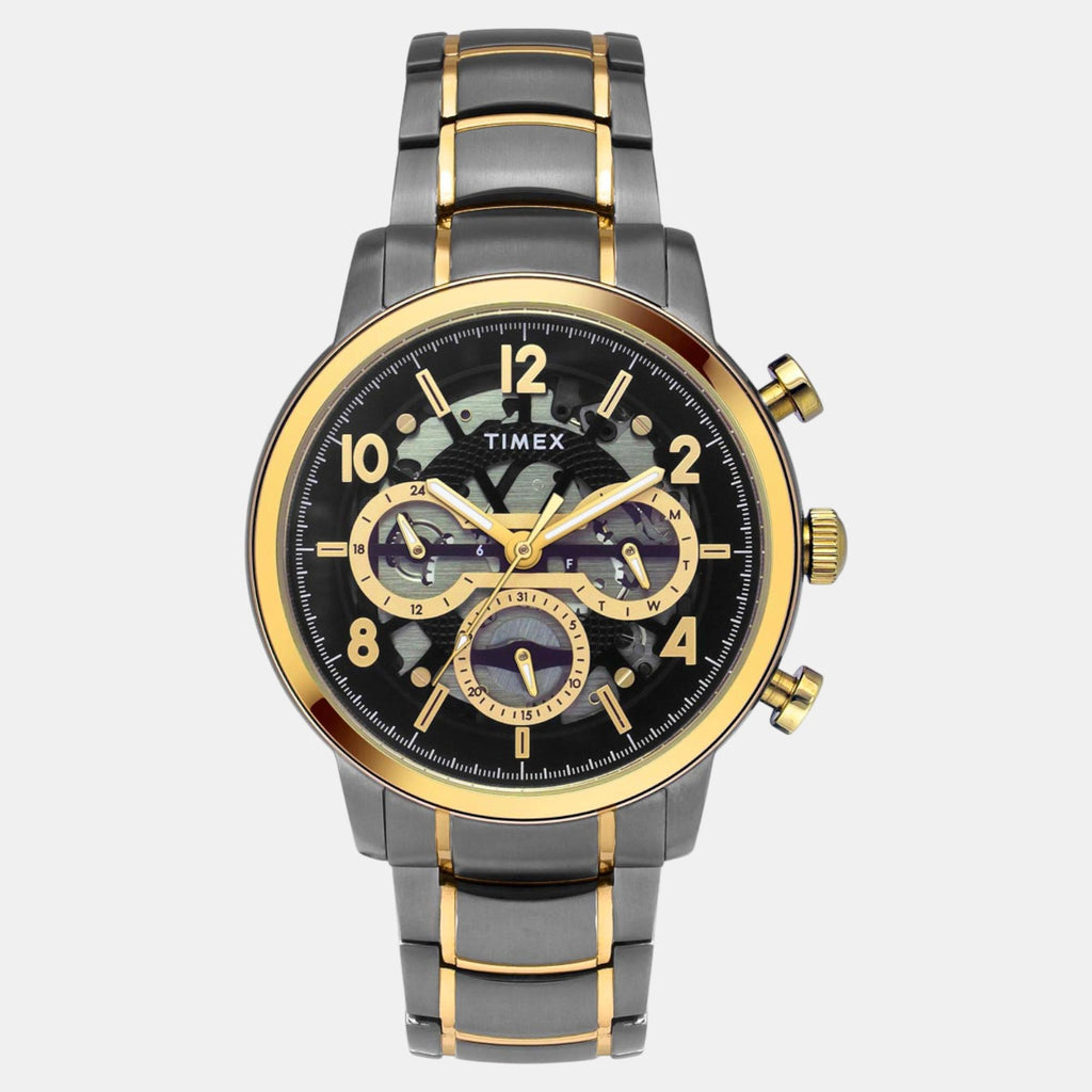 E Class Men Quartz Black Dial Multi-Function Stainless Steel Watch TWEG20208