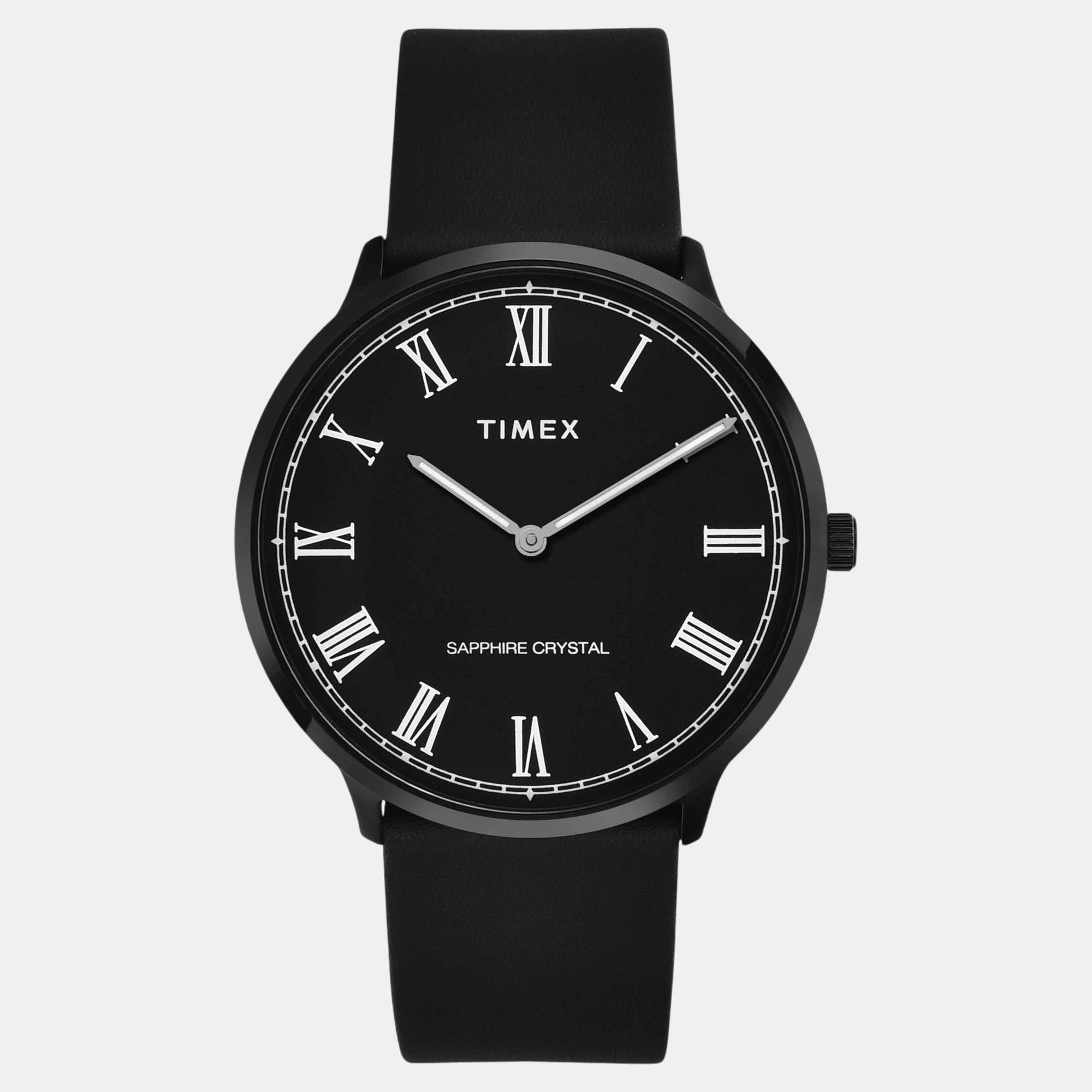 Fashion Men Quartz Black Dial Analog Leather Watch TWEG22105