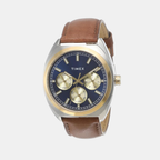 E Class Men Quartz Blue Dial Multi-Function Leather Watch TWEG22304