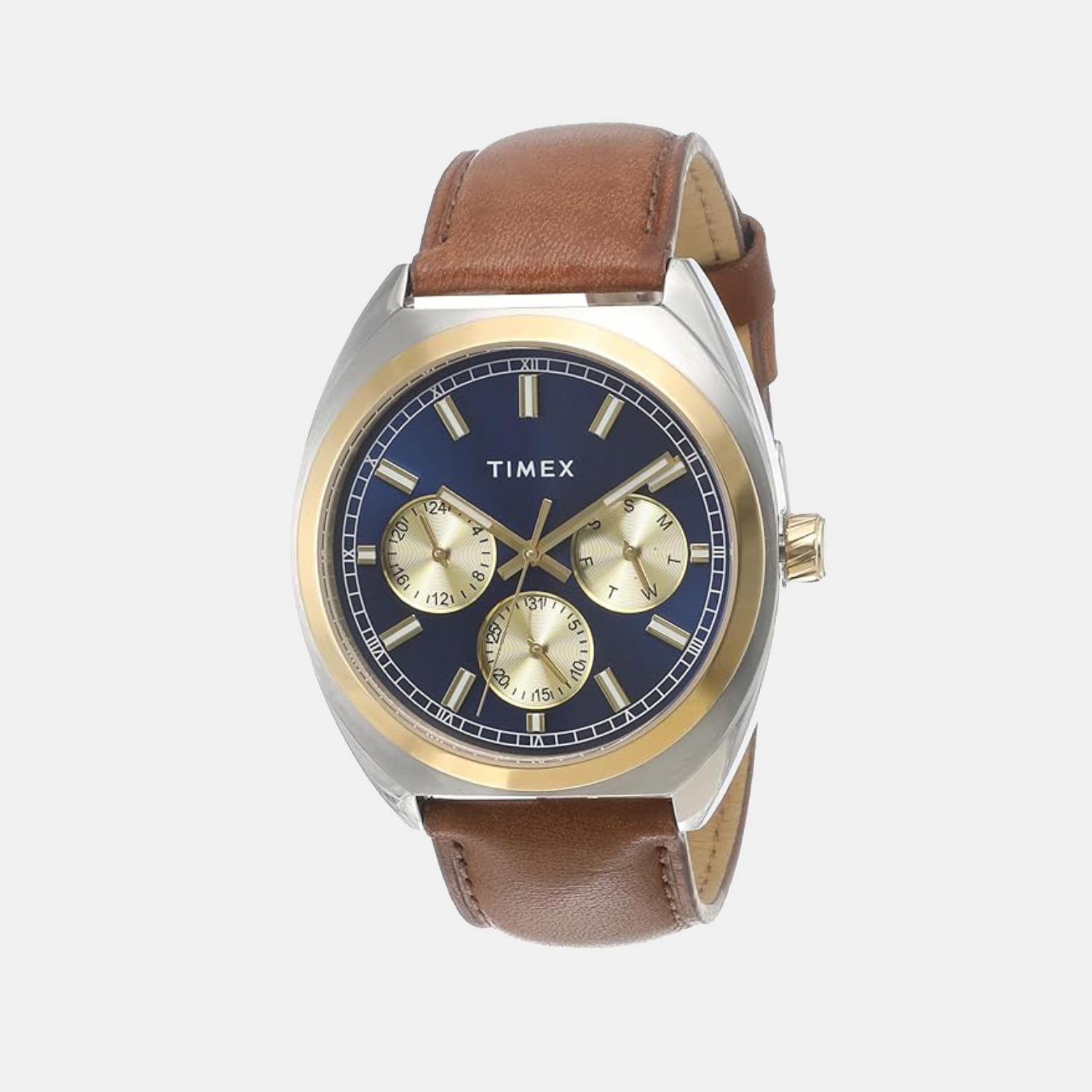 E Class Men Quartz Blue Dial Multi-Function Leather Watch TWEG22304