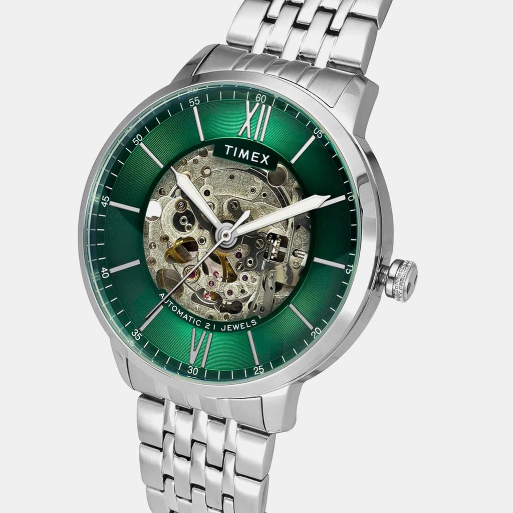 E Class Men Automatic Green Dial Analog Stainless Steel Watch TWEG23502