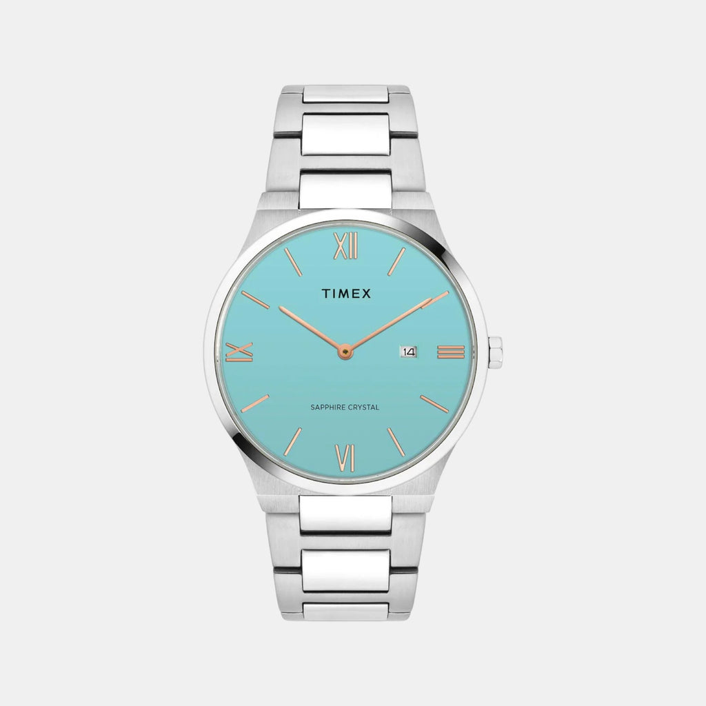 Fashion Men Quartz Blue Dial Analog Stainless Steel Watch TWEG23604