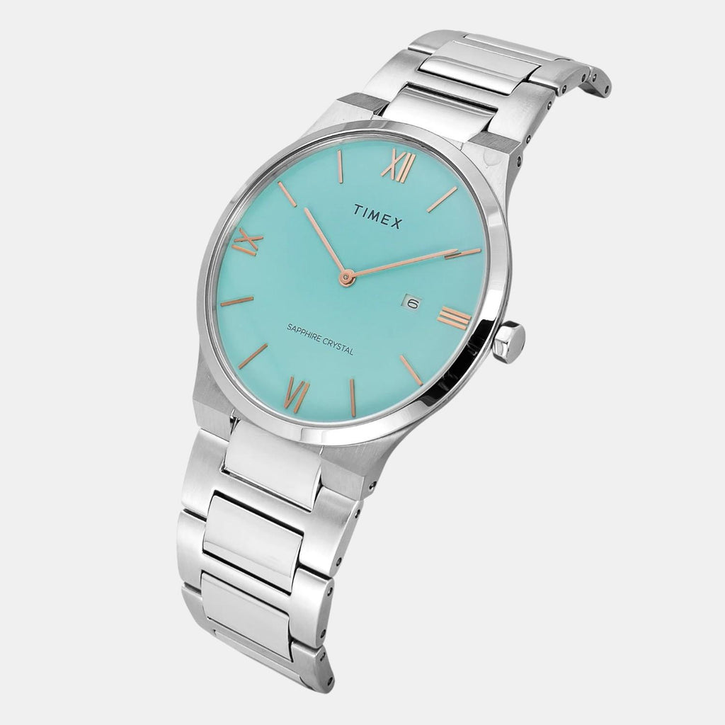 Fashion Men Quartz Blue Dial Analog Stainless Steel Watch TWEG23604