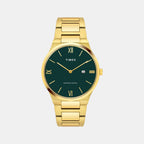 Fashion Men Quartz Green Dial Analog Stainless Steel Watch TWEG23605