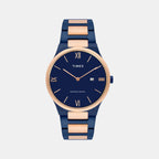 Fashion Men Quartz Blue Dial Analog Stainless Steel Watch TWEG23607