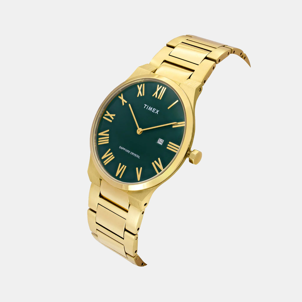 Signio Men Quartz Green Dial Analog Stainless Steel Watch TWEG23608
