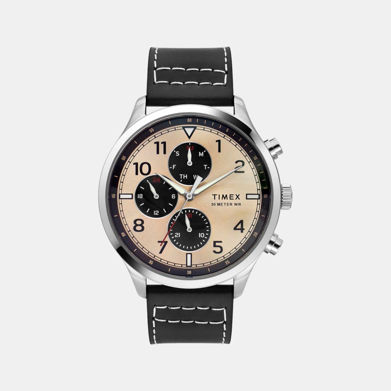 Fashion Men Quartz Copper Dial Multi-Function Leather Watch TWEG23900