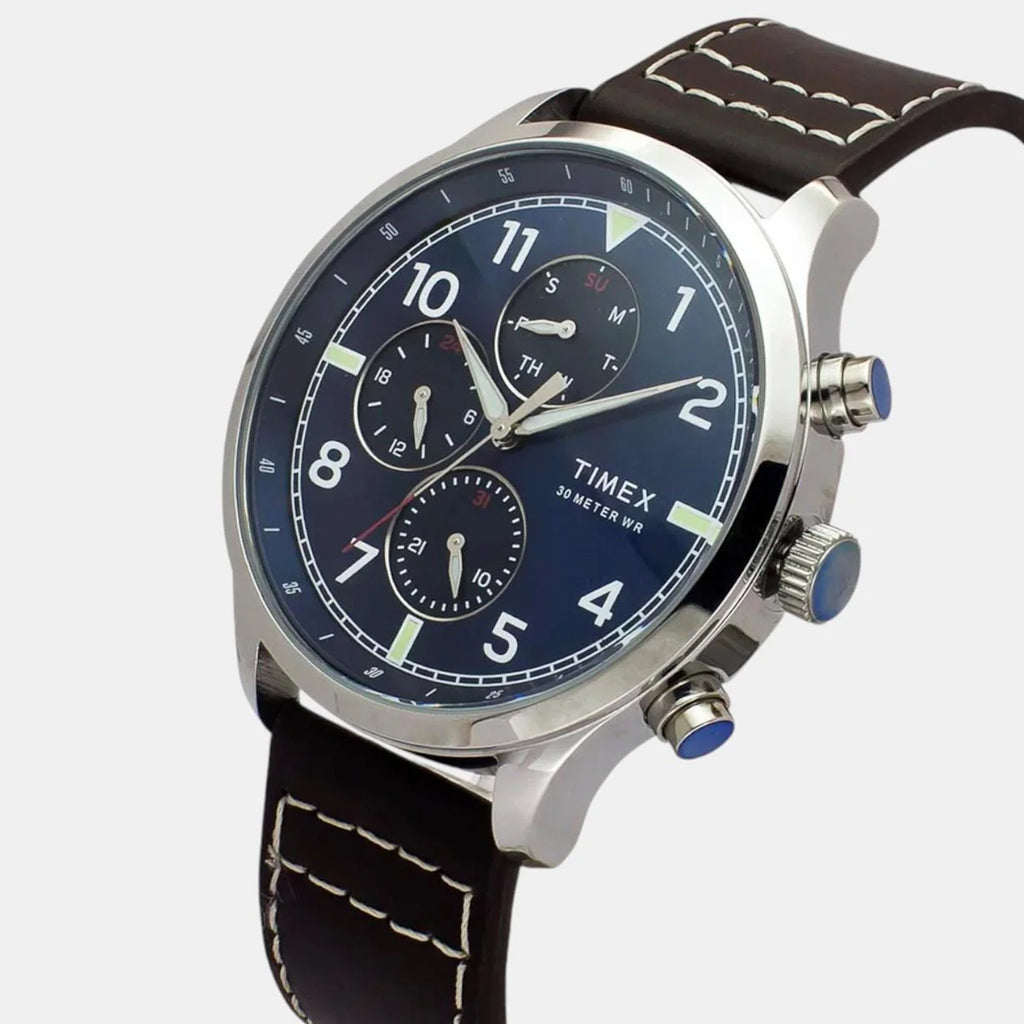 Trendline Men Quartz Blue Dial Multi-Function Leather Watch TWEG23901