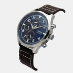 Fashion Men Quartz Blue Dial Multi-Function Leather Watch TWEG23901