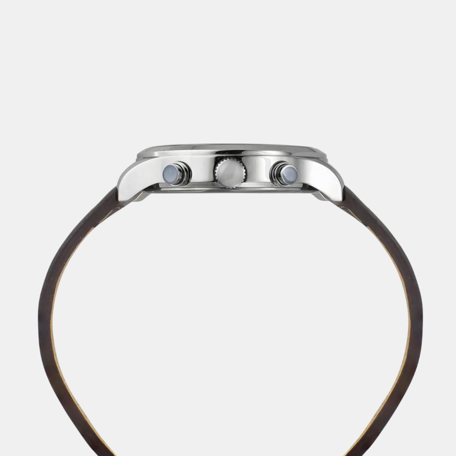 Fashion Men Quartz Blue Dial Multi-Function Leather Watch TWEG23901