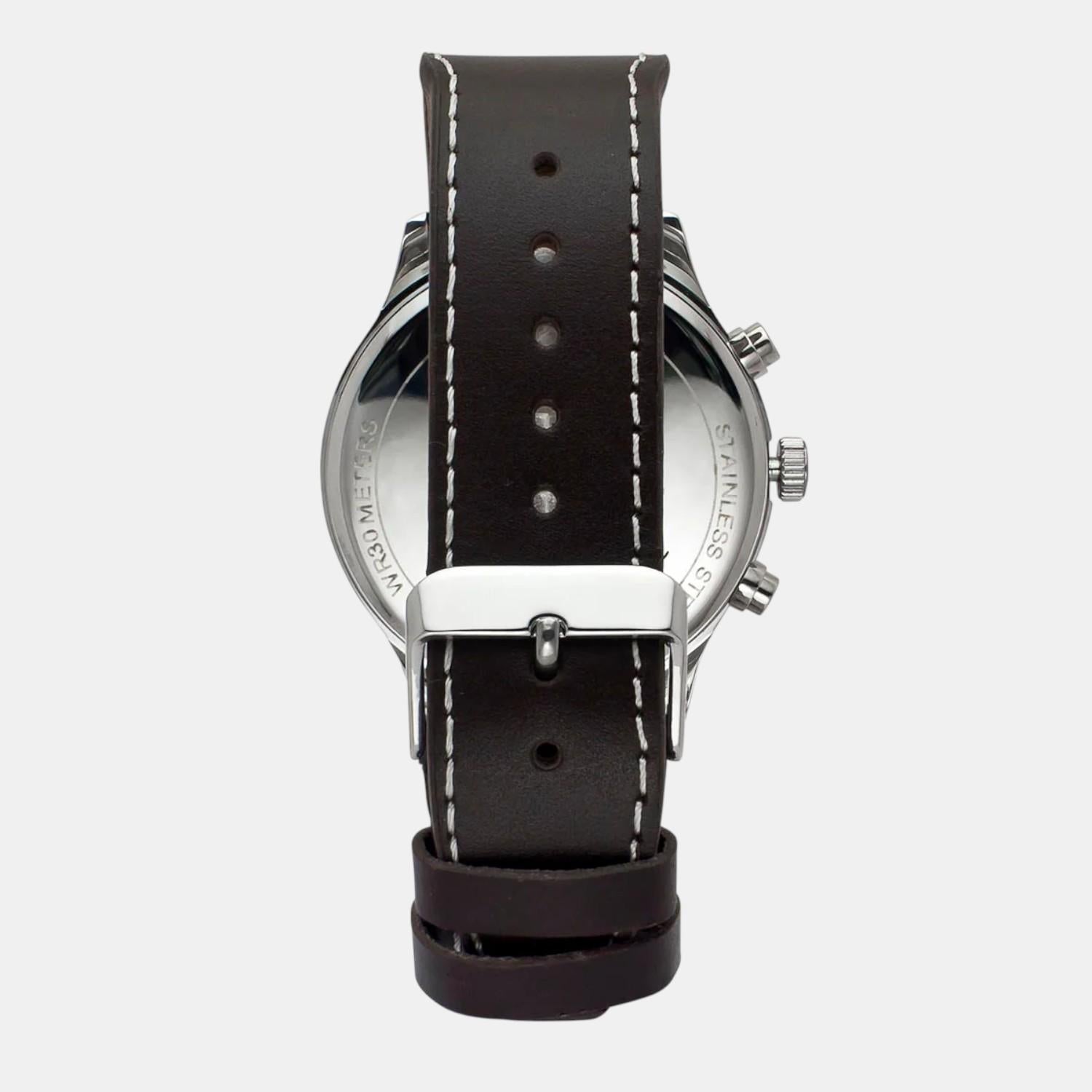 Fashion Men Quartz Blue Dial Multi-Function Leather Watch TWEG23901