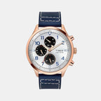 Fashion Men Quartz Silver Dial Multi-Function Leather Watch TWEG23902