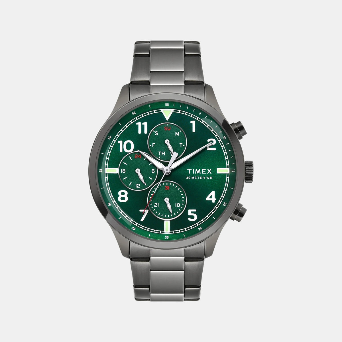 Trendline Men Quartz Green Dial Multi-Function Stainless Steel Watch TWEG23903