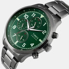 Fashion Men Quartz Green Dial Multi-Function Stainless Steel Watch TWEG23903