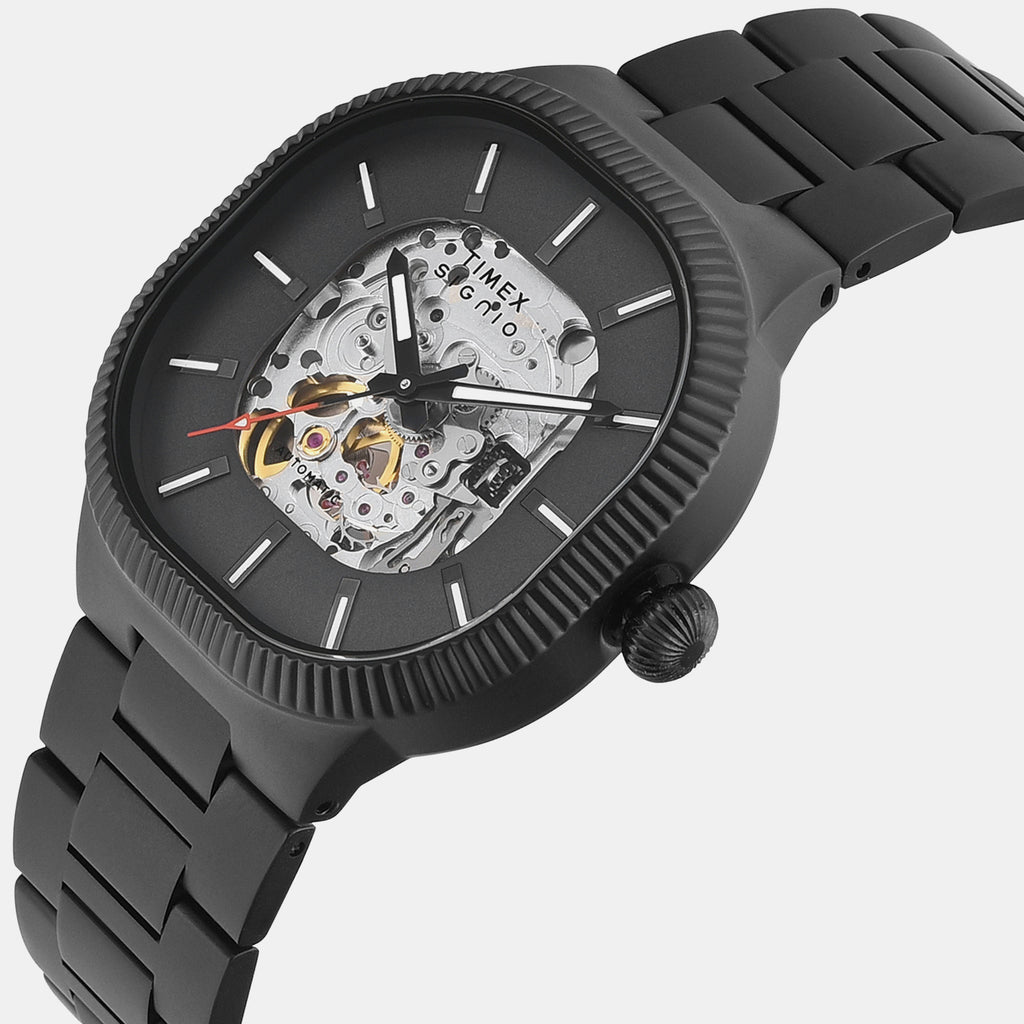 Signio Men Automatic Black Dial Analog Stainless Steel Watch TWEG24702