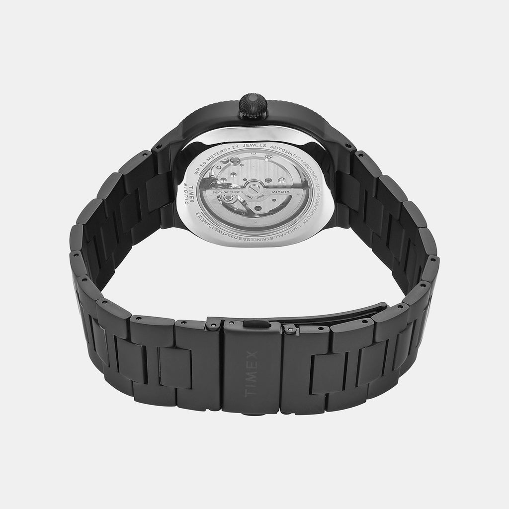 Signio Men Automatic Black Dial Analog Stainless Steel Watch TWEG24702