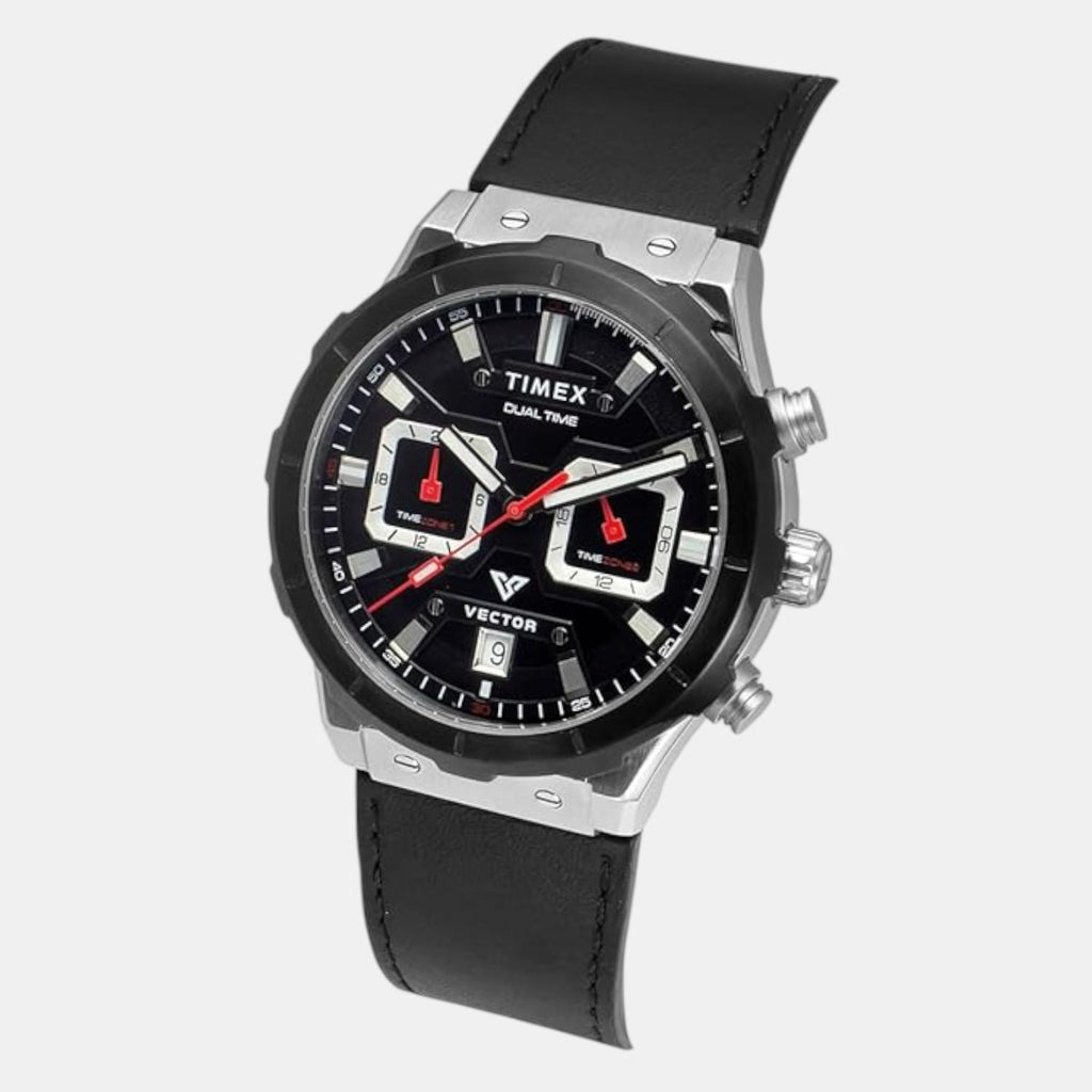 E Class Men Quartz Black Dial Chronograph Leather Watch TWEG24800