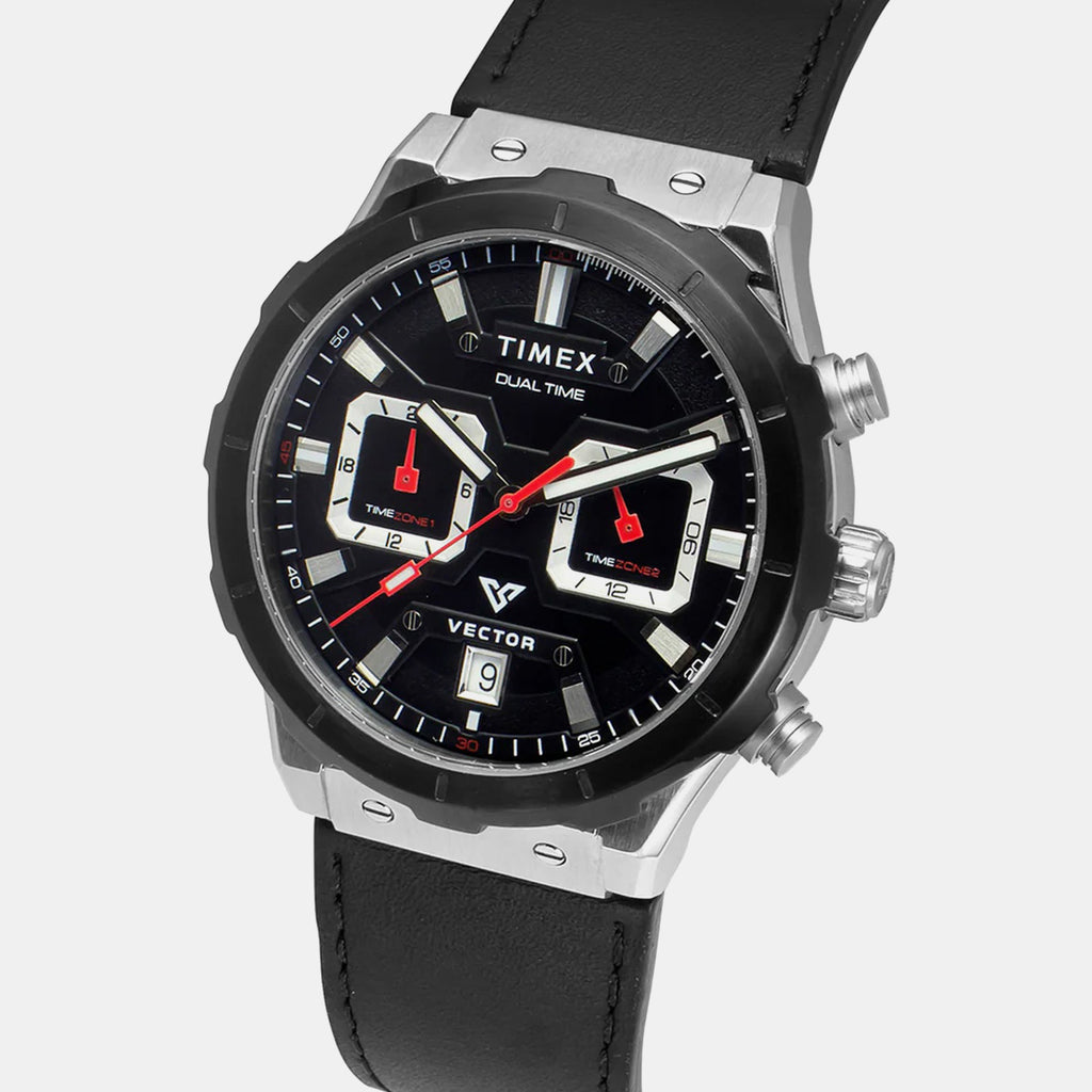 E Class Men Quartz Black Dial Chronograph Leather Watch TWEG24800