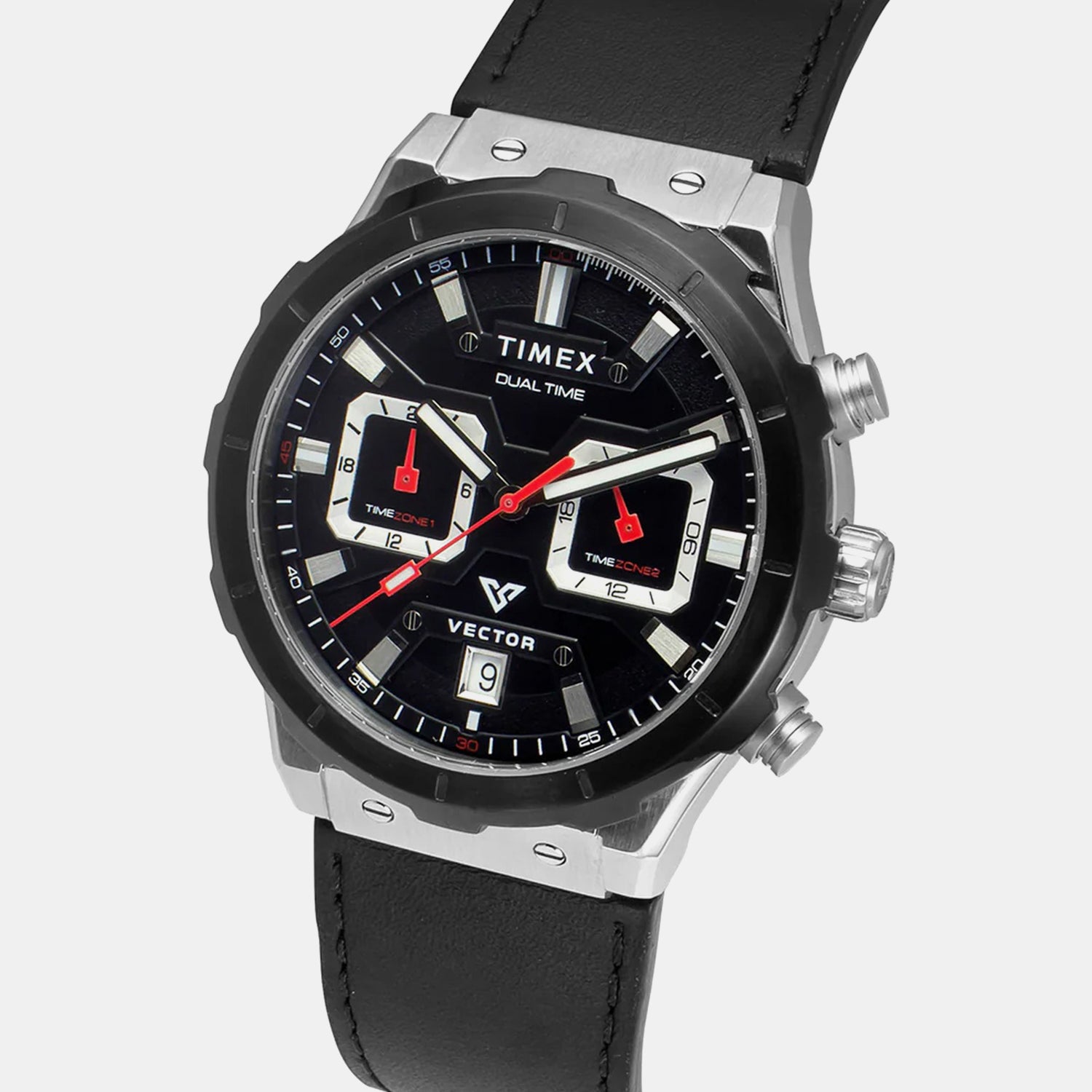 E Class Men Quartz Black Dial Chronograph Leather Watch TWEG24800