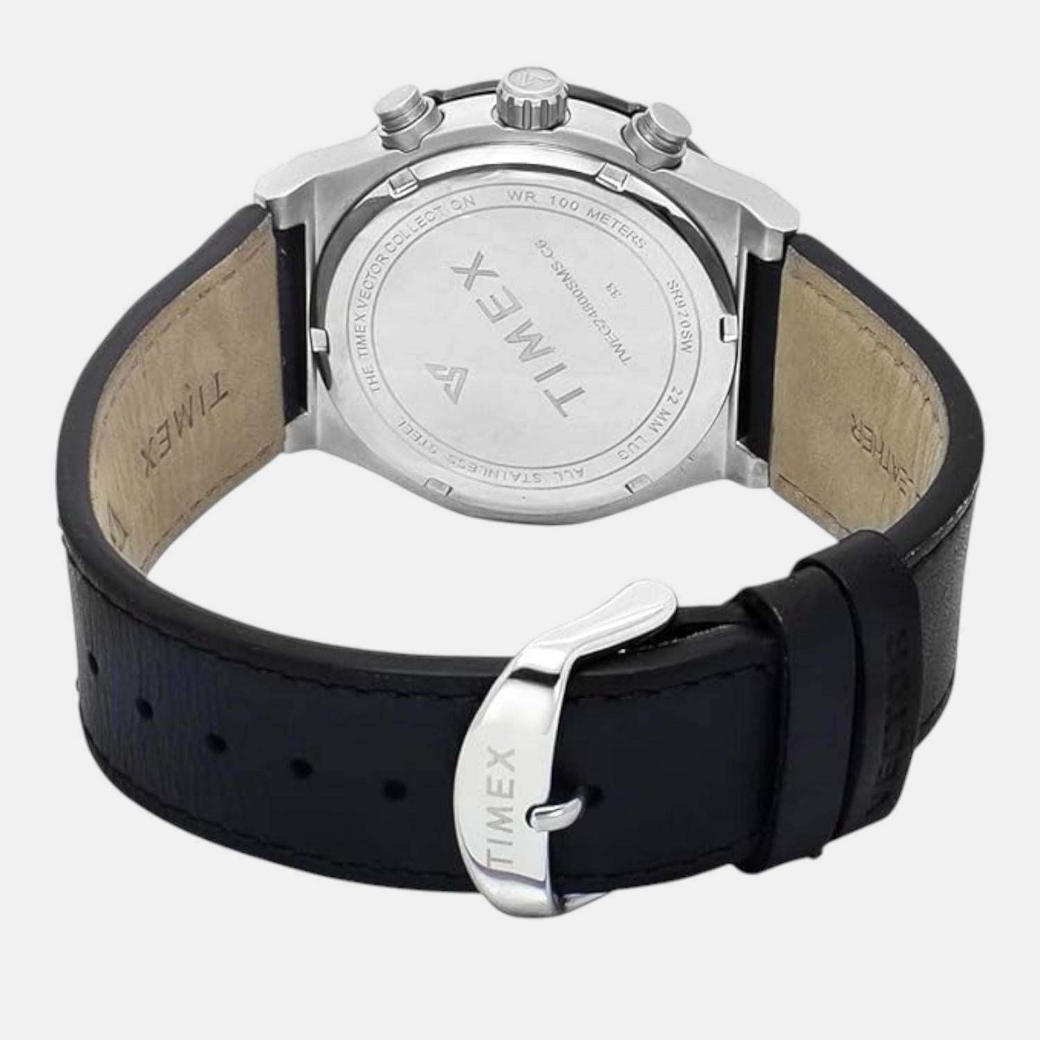 E Class Men Quartz Black Dial Chronograph Leather Watch TWEG24800