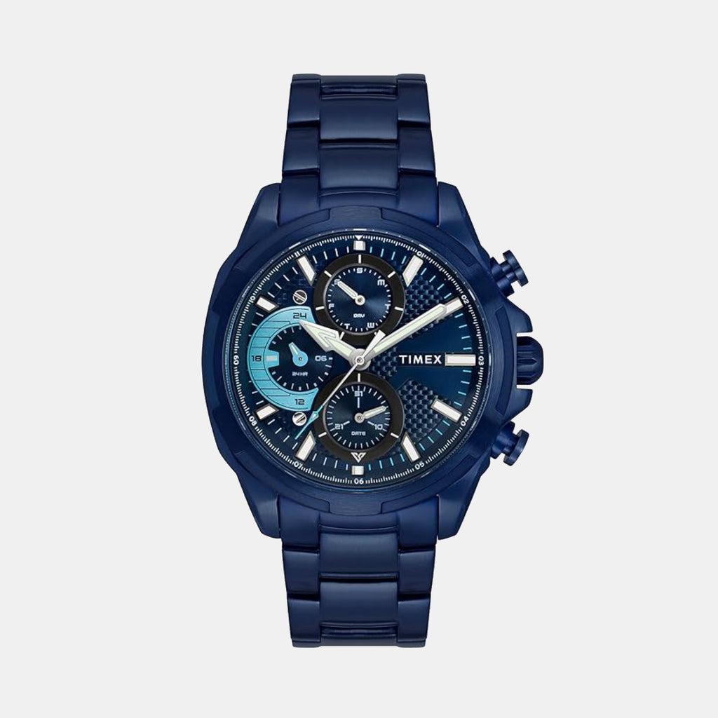 E Class Men Quartz Blue Dial Multi-Function Stainless Steel Watch TWEG25003