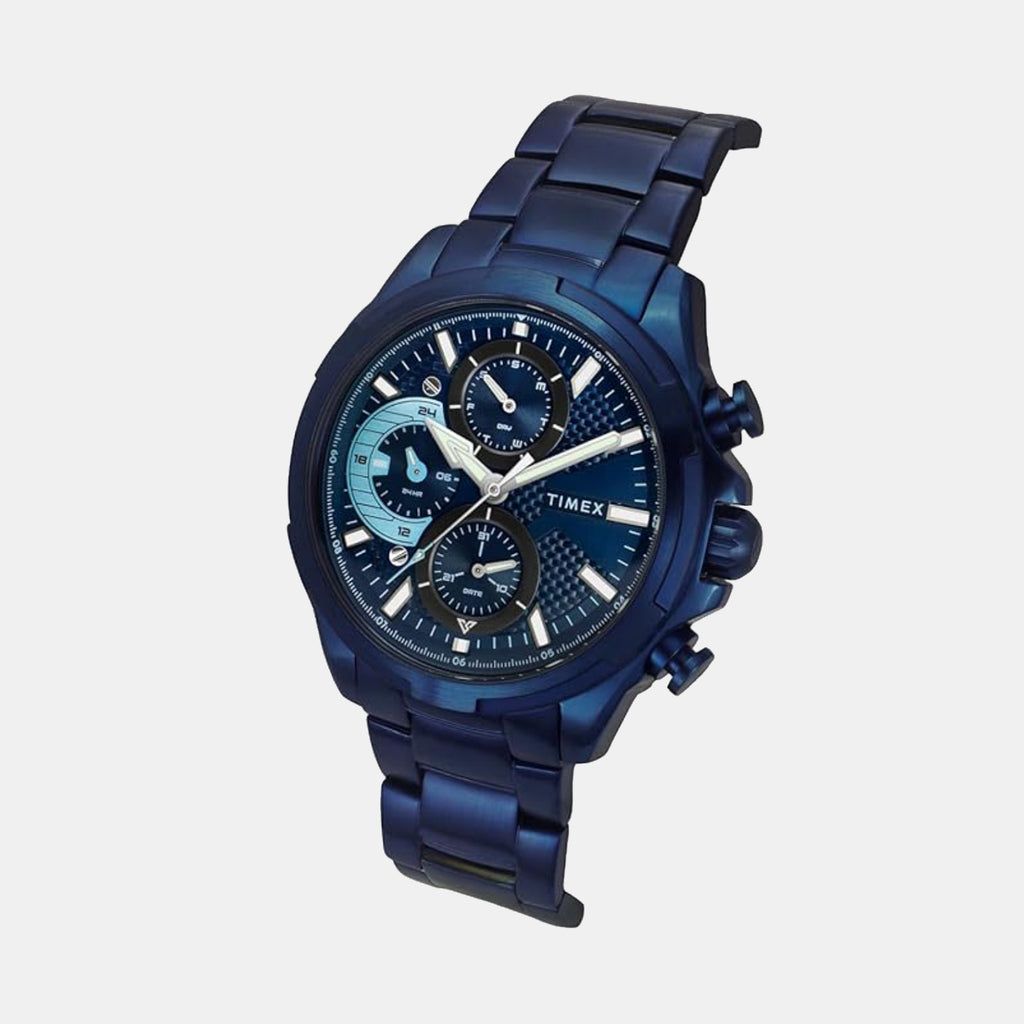 E Class Men Quartz Blue Dial Multi-Function Stainless Steel Watch TWEG25003