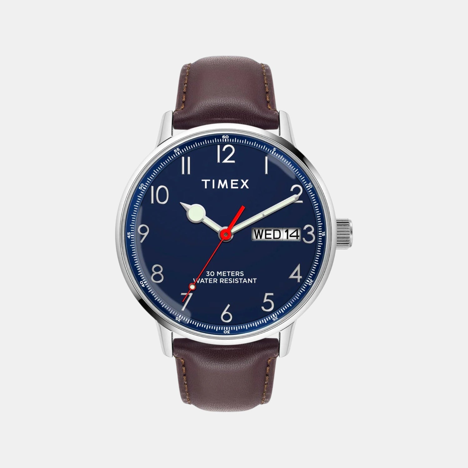 Fashion Men Quartz Blue Dial Analog Leather Watch TWEG25400