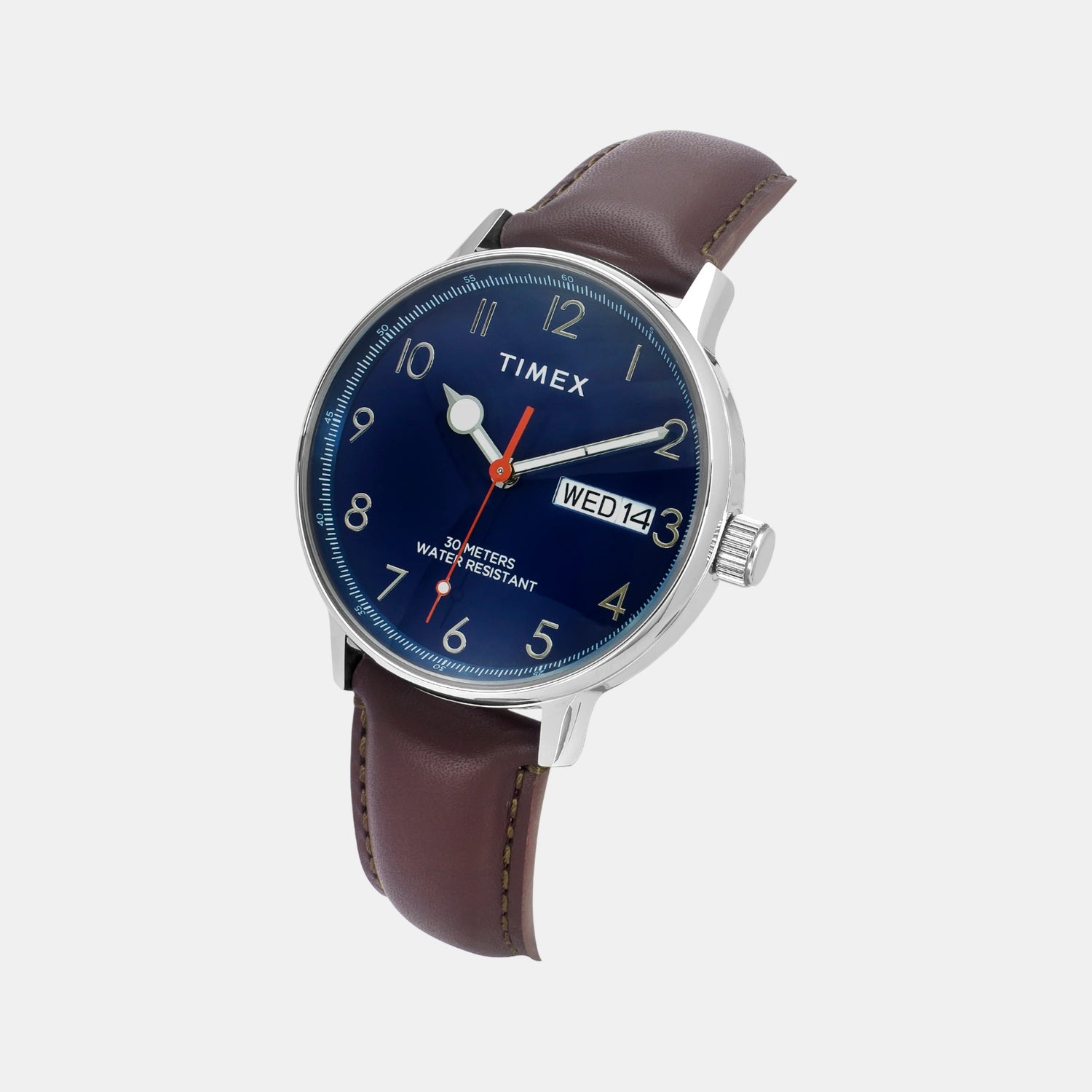 Fashion Men Quartz Blue Dial Analog Leather Watch TWEG25400